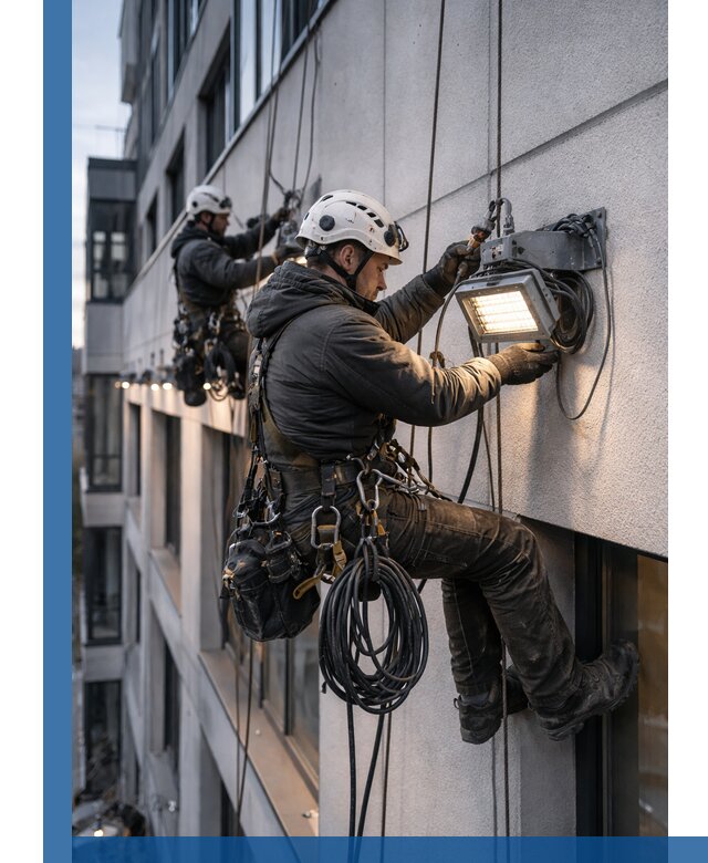 Монтаж фасадного освещения в Энгельсе установка и подключение