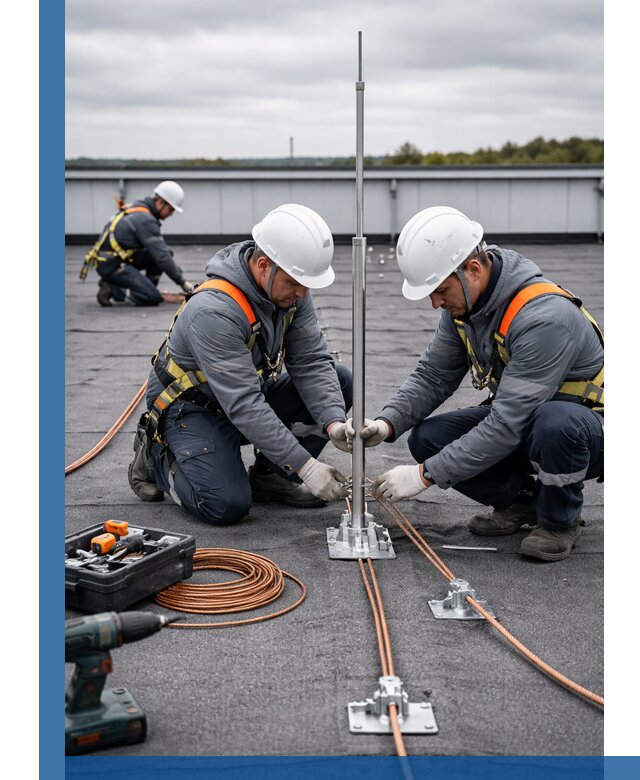 Монтаж молниезащиты на кровле в Энгельсе под ключ с гарантией