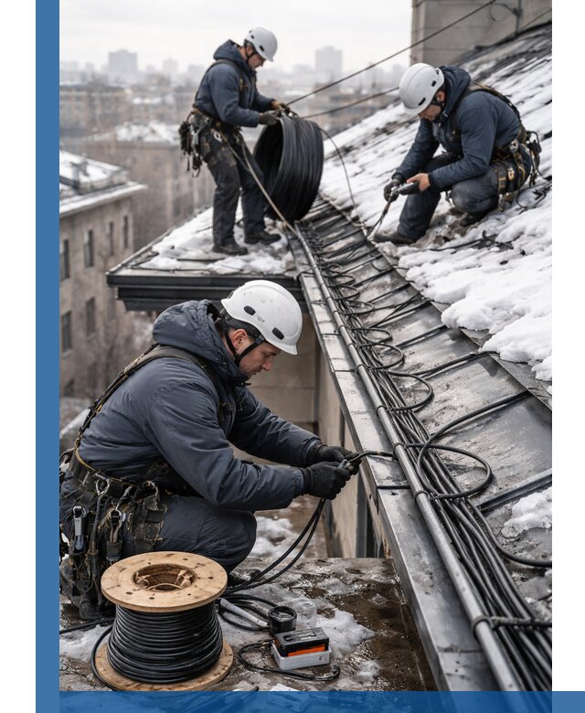 Монтаж греющего кабеля на кровле в Энгельсе под ключ