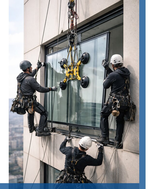 Монтаж стеклопакетов на высоте в Энгельсе от 3411 р. | ВЫСОТНИК-Энг