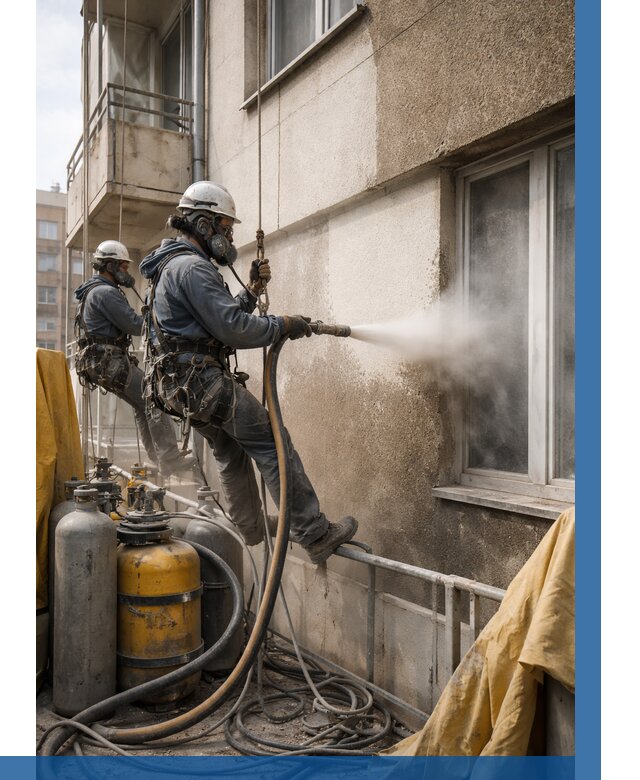 Пескоструйная очистка фасада в Энгельсе от 693 р. | ВЫСОТНИК-Энг