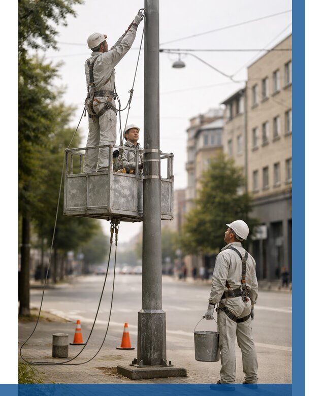 Покраска опор освещения в Энгельсе от 5330 р. | ВЫСОТНИК-Энг
