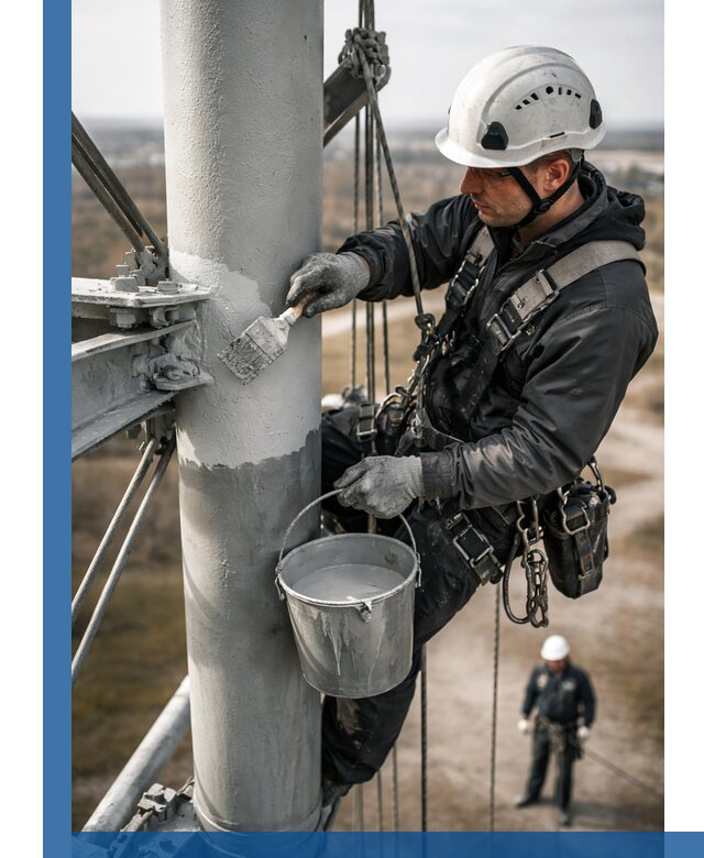 Покраска мачт связи в Энгельсе промышленными альпинистами