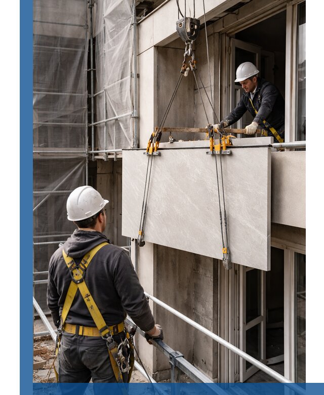 Подъем керамогранита на этаж в Энгельсе грузчиками и техникой