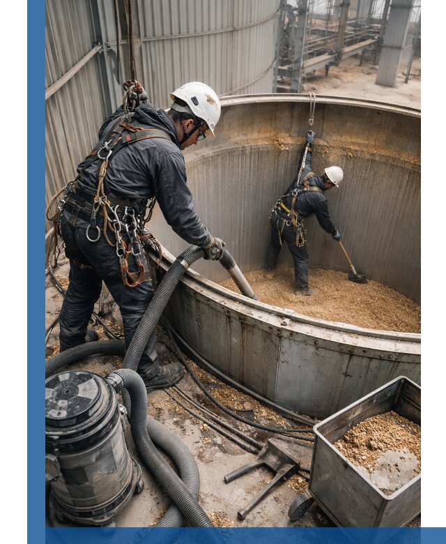 Профессиональная чистка зерновых бункеров в Энгельсе с выездом