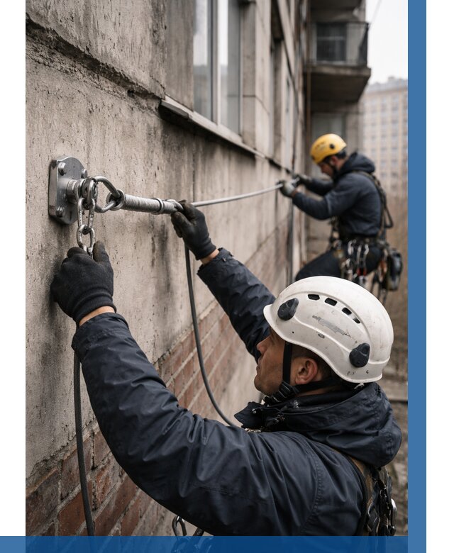 Монтаж анкерных линий в Энгельсе от 3198 р. | ВЫСОТНИК-Энг