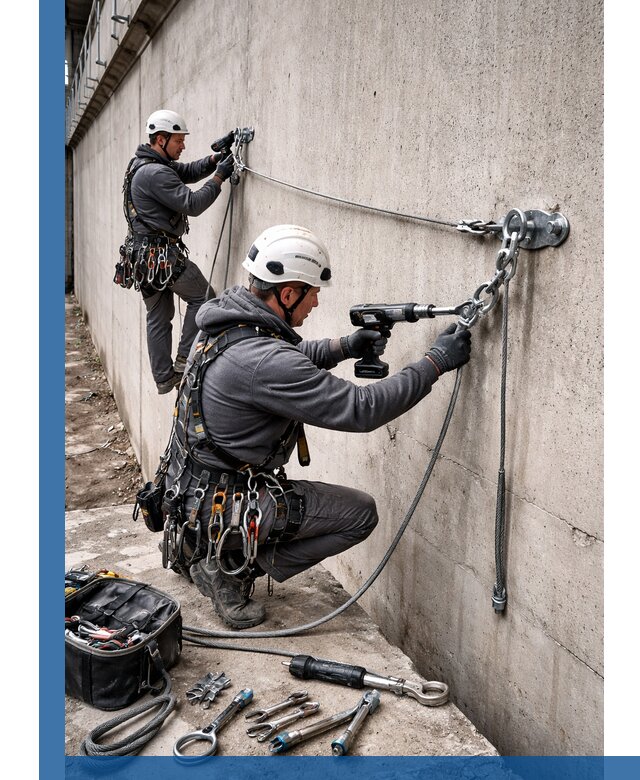 Монтаж анкерных линий высотной безопасности в Энгельсе