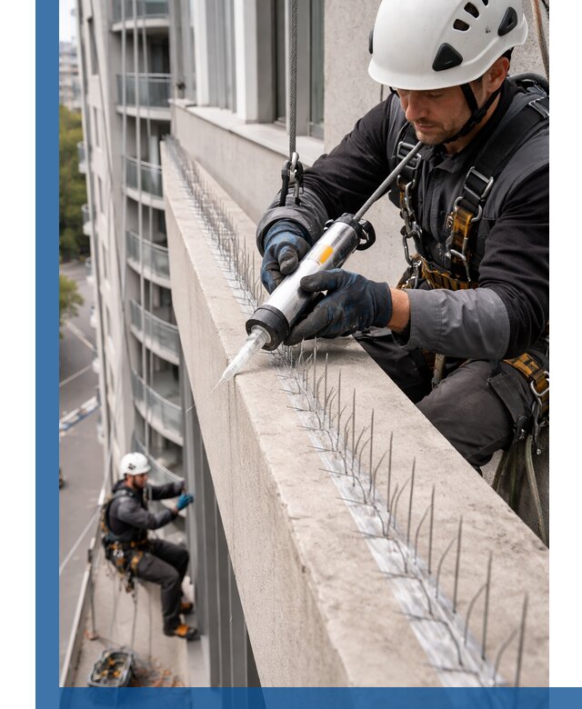 Установка шипов от птиц на фасадах и кровлях в Энгельсе